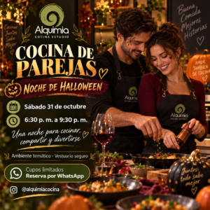Cocina de parejas · Noche de Halloween · 31 de octubre de 2026 — afiche de Alquimia Cocina Estudio
