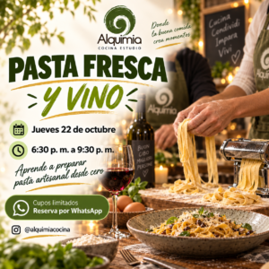 Pasta fresca y vino · 22 de octubre de 2026 — afiche de Alquimia Cocina Estudio