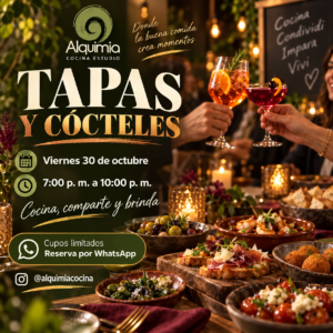 Tapas y cócteles · 30 de octubre de 2026 — afiche de Alquimia Cocina Estudio